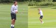 GIF: Two Premier League footballers tried their hand at hurling in Cork this week