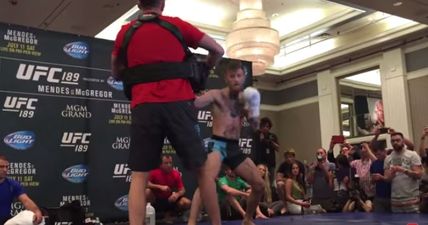 WATCH: Conor McGregor works his striking at open workout in front of the travelling fans in Vegas