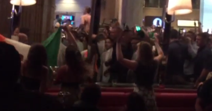 VIDEO: The Irish fans in Vegas have gone absolutely mental celebrating Conor McGregor’s victory