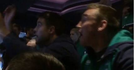 WATCH: Irish rugby team go crazy as Conor McGregor sends Chad Mendes sprawling