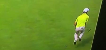 Golfer jumps out of his skin when firework goes off just as he’s about to putt