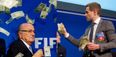 Vine: Furious Sepp Blatter showered with money as comedian Lee Nelson storms Fifa press conference