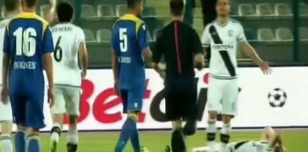 Video: Europa League qualifier abandoned after player gets struck on the head by stone