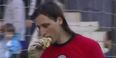 VINE: Goalkeeper reacts brilliantly when fans throw a hamburger at him