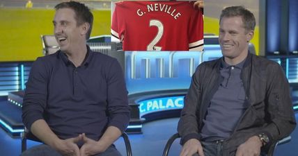 Jamie Carragher jokes that precautions will have to be made when he wears Neville’s jersey