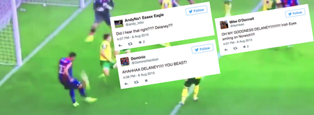 Irish defender Damien Delaney scored today and Crystal Palace and Ipswich fans went nuts