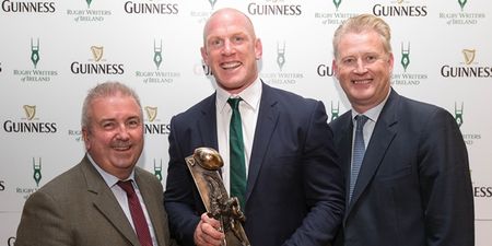 Paul O’Connell was in top form at last night’s Rugby Writers’ Awards