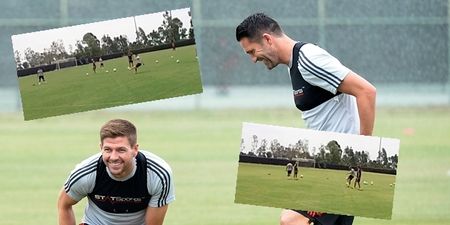 VINE: Training ground footage sums up goalscoring styles of Robbie Keane and Steven Gerrard