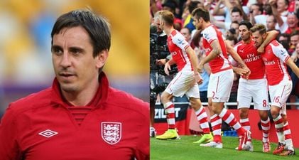 Gary Neville has once again slated “soft touch” Arsenal