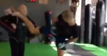 VIDEO: When you’re a 7ft tall fighter, spinning kicks to the body need to be perfectly placed