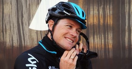 Nicolas Roche sprints to victory on Stage 18 of the Vuelta a Espana