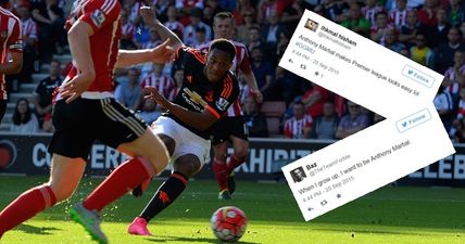 Anthony Martial scored twice on his full PL debut and Manchester United fans went mad