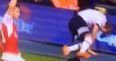 VINE: Harry Kane could have broken his neck after flying full-tilt into the advertising hoardings