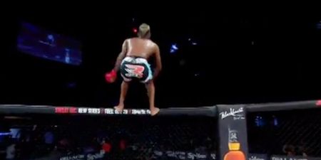 WATCH: Fighter disastrously back-flips straight onto camerawoman after Bellator triumph