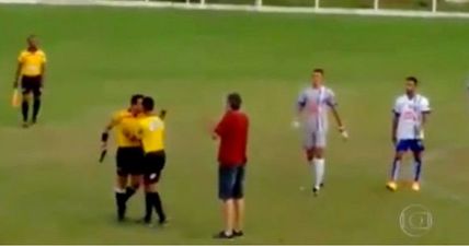 WATCH: Mental scenes as Brazilian referee pulls gun on a player who attacked him