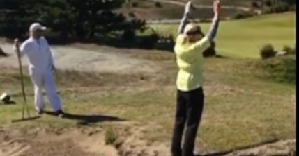 VIDEO: Female golfer was confident she could backflip into a bunker. She shouldn’t have been