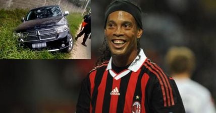 Ronaldinho crashes car into ditch, agrees to do incredibly awkward selfie with fan