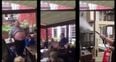 Watch: Angry barmaid tries to shut rowdy Stoke fans up by spraying them with a fire extinguisher