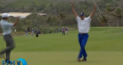 VIDEO: Matt Kuchar lines up putt but the wind says “nah, I got this”