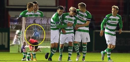 WATCH: Ball boy left legless over Stephen McPhail’s delicious free kick for Shamrock Rovers