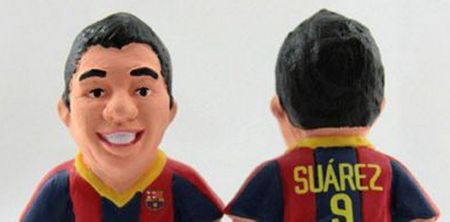 An incredibly odd Luis Suarez figure is being sold in Spain