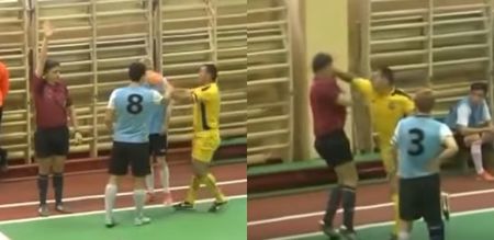 VIDEO: Officials should really wear headgear in Russian futsal