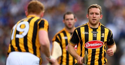 Richie Hogan has a bit of craic with Dublin footballers after Nowlan Park announcement