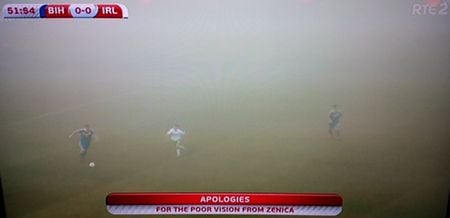 What the hell is going on? Biblical fog descends on Bosnia and Ireland fans can’t see a thing