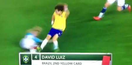 WATCH: David Luiz receives red card for a challenge that was as clumsy as it was stupid