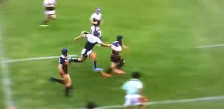 Video: Japanese out-half takes advantage of tackling clusterf— to score a try