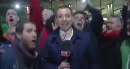 Watch: BBC reporter is mobbed by merry Irish fans