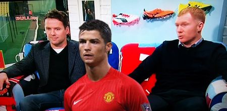 Even the prospect of a Cristiano Ronaldo return can’t stop Paul Scholes taking a swipe at Louis van Gaal