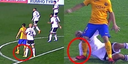 VIDEO: Luis Suarez accused of twice stamping on Valencia defender