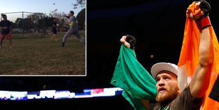 VIDEO: Conor McGregor prepares for Jose Aldo with a high energy game of catch