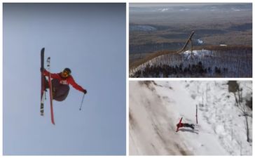 VIDEO: Ballsy skier narrowly avoids disaster when 364ft jump goes badly wrong