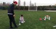 WATCH: Cristiano Ronaldo challenges son to adorable free kick contest with miniature ball