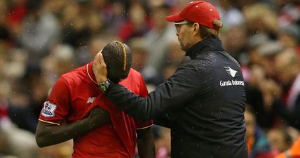 PIC: Mamadou Sakho shows off bump to the forehead suffered in aerial duel with Olivier Giroud