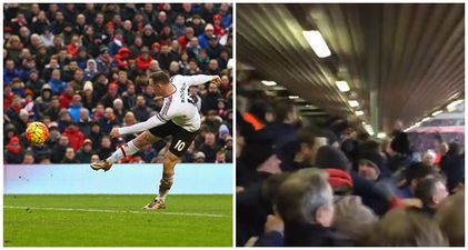 Watch: The away end went mental when Wayne Rooney scored the winner against Liverpool