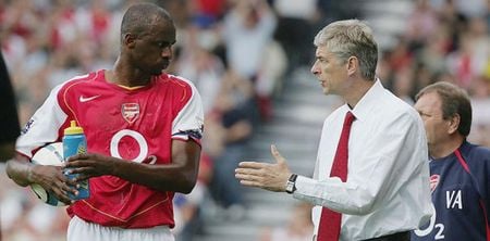 Patrick Vieira scores below the belt cheap shot on Arsene Wenger