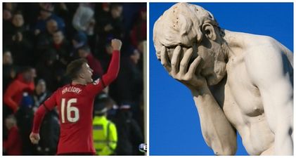 Watch: Rangers player instantly regrets celebrating in front of opposition fans