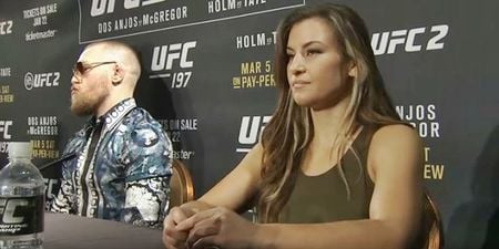 Miesha Tate on the experience of sitting next to Conor McGregor at UFC 197’s press conference