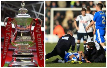 VIDEO: Colchester players involved in sickening clash of heads in Cup clash with Tottenham Hotspur