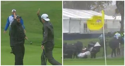 VIDEO: Is this the most wind-assisted golf putt ever at the storm-swept Farmers Insurance Open?