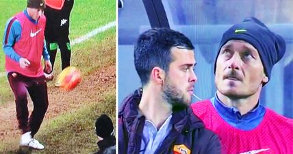 VIDEO: Francesco Totti enjoys touchline kickabout with a ballboy and takes the mick out of teammate