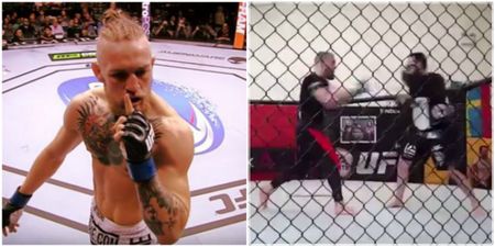 VIDEO: Conor McGregor drilling his famous counter left ahead of Rafael dos Anjos title fight