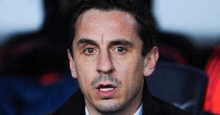 PIC: Gary Neville being absolutely hounded by Valencia supporters on team bus