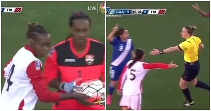 VIDEO: Trinidad women’s player thinks the ball is out, picks it up, hands it to the ‘keeper, concedes a penalty