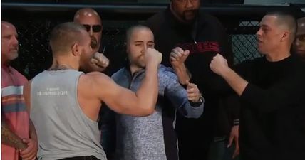 WATCH: Security team required as Conor McGregor faced off with Nate Diaz in California