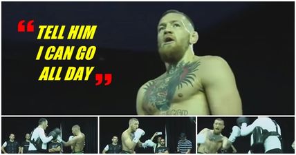 VIDEO: Conor McGregor looks absolutely menacing being roared on by Irish fans during workout