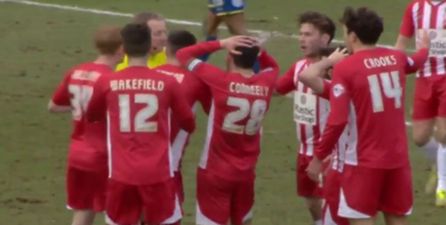 VIDEO: Accrington Stanley incredibly denied goal as referee blows up as ball hits the net